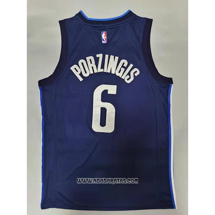 Camiseta Doncic Mavericks Kristaps Porzingis #6 Statement 2020-21 Azul